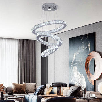 Chandelix - Luxe Crystal Hanglamp - Woonkamer - Ringen - met Afstandsbediening en App - Dimbaar - In hoogte verstelbaar - Woonkamer verlichting - Slaapkamer verlichting - Smartlamp - Ringlamp - LED - Crystal