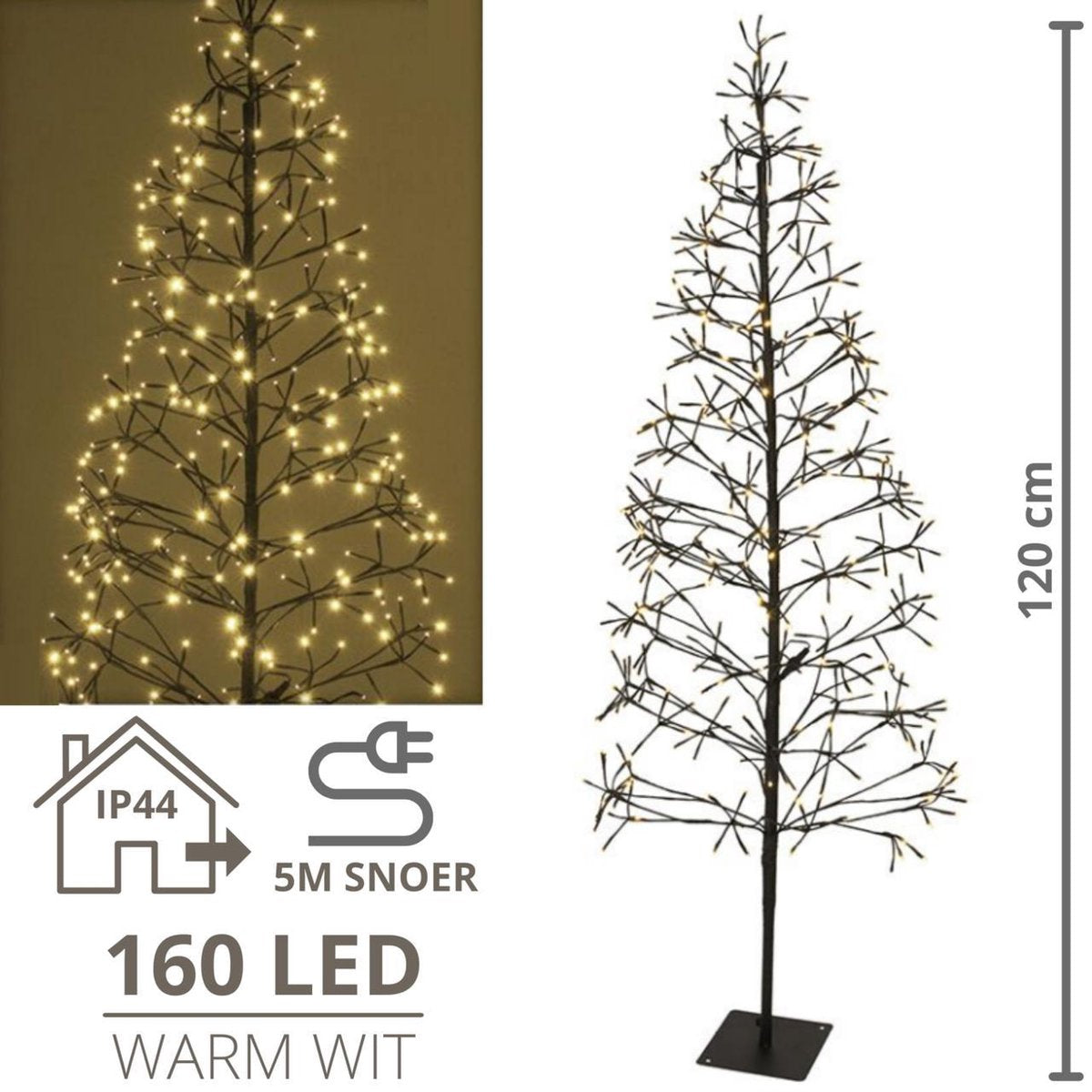 Lichtboom - Lichttakken - Led boom - Kerstverlichting - Lichttak - Kerstversiering - Kerst - 120 cm - 160 LED's - Warmwit