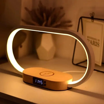 Slaapkamer lamp - Draadloze oplader iphone - Nachtkasje lamp - Draadloze opladers - Digitale klok - led licht - Geschikt voor iphone