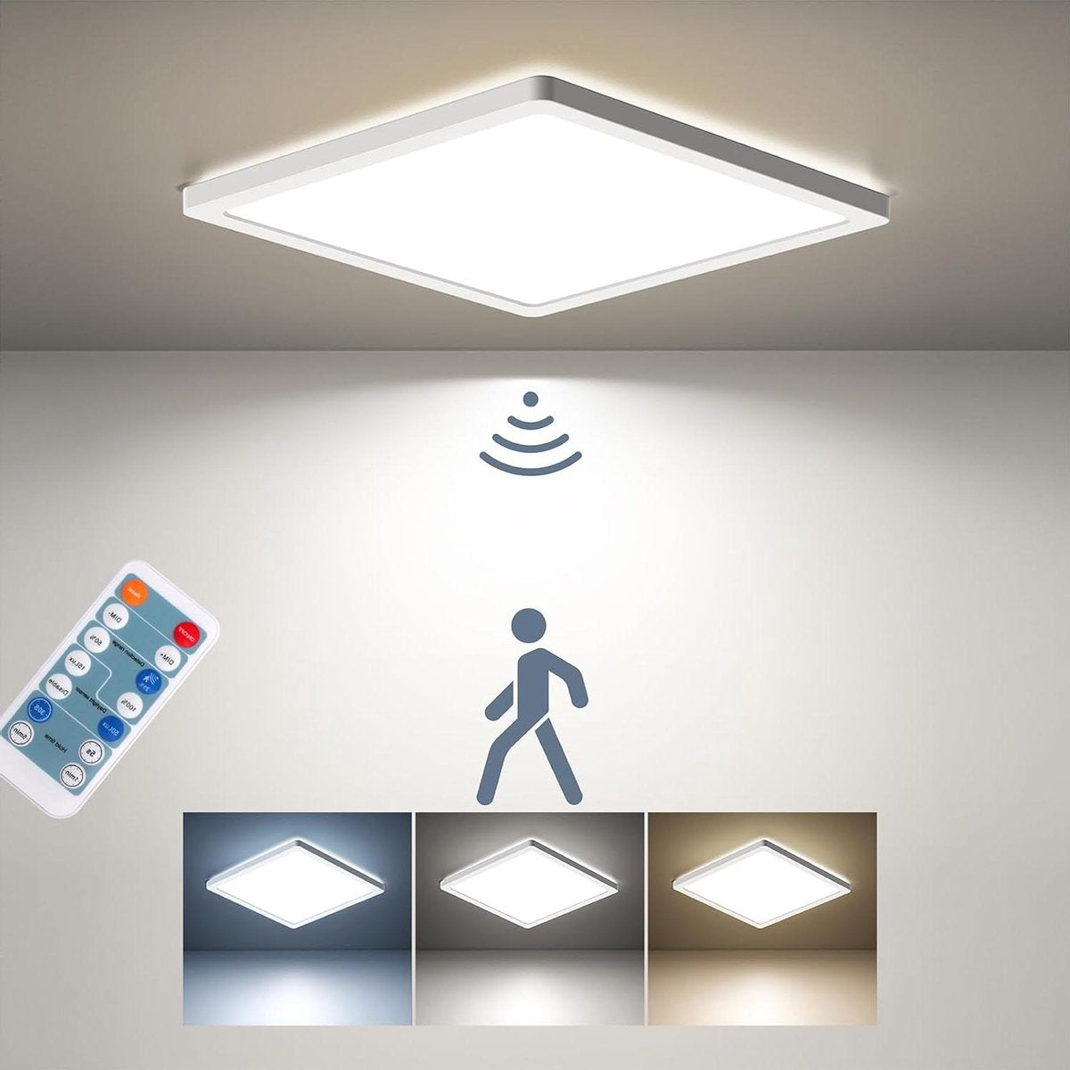 Plafondlamp met radar bewegingsmelder - 18W - Afstandsbediening - Bewegingssensor - Badkamer - Hal - Trap - Toilet - Garage - Kelder - Balkon - 22cm