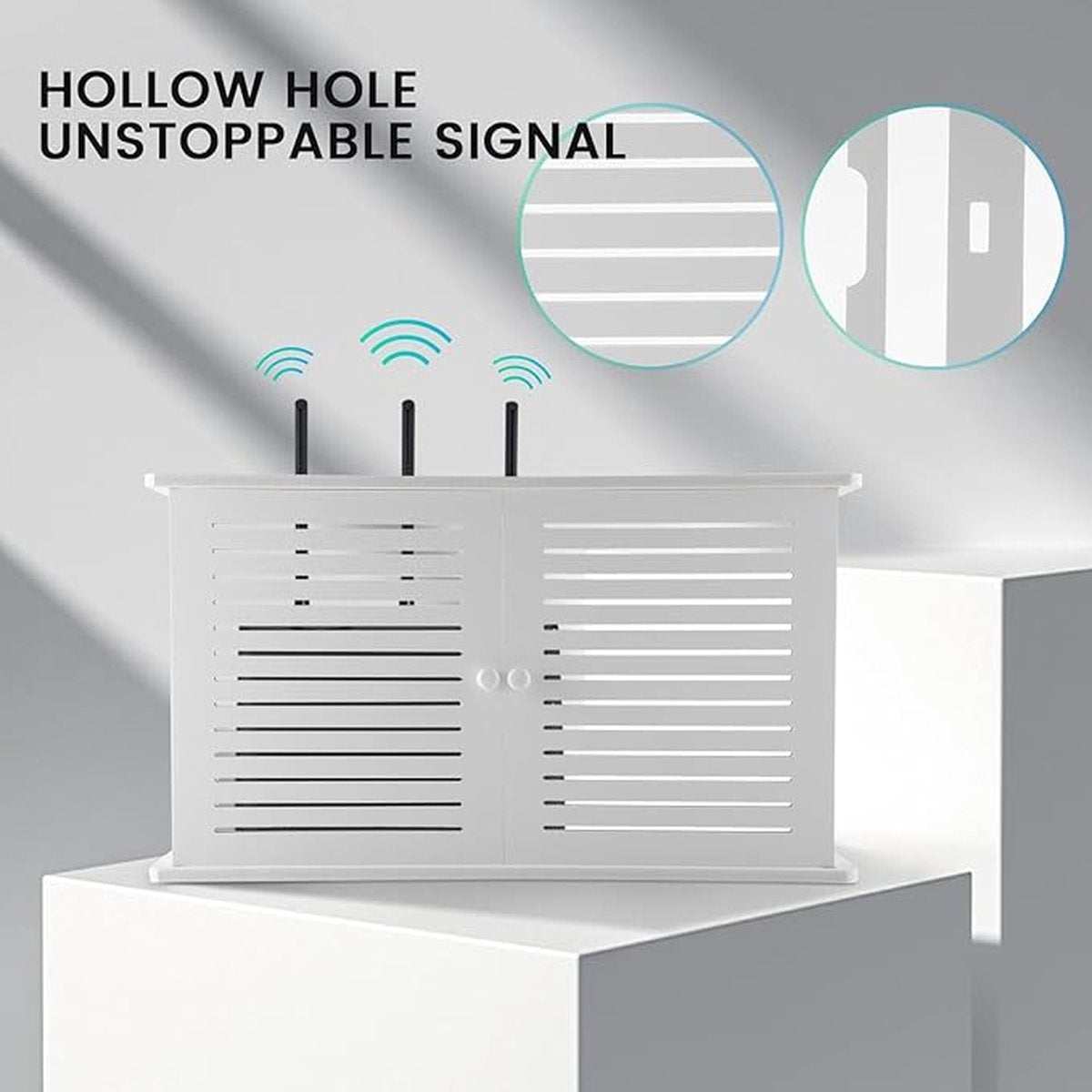 Draadloze WiFi-router Opbergdozen Houten kist Kabel Stroomdraadhouder Muurophanging Stekkerplank Plank Dubbele deur