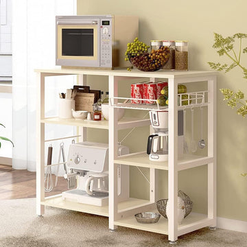 bakkersrek, keukenplank, staande plank, bakker, plank, magnetronhouder, multifunctioneel keukenopbergrek met 3 planken.