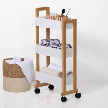 Keukentrolley / badkamerwagen – Wit – 38x20x80 cm