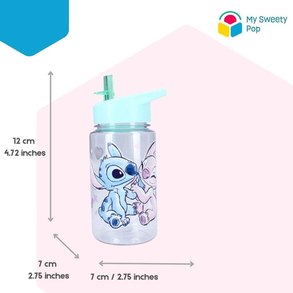 Kunststof Drinkfles Stitch Kleuterschool Vakantie Maaltijden 12 cm Meisjes 450 ml Hydratatie Cadeau-idee drinkfles kind
