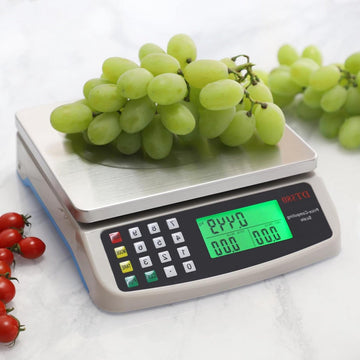 Keukenweegschaal - Grote professionele weegschaal van roestvrij staal 40 kg - Voedselmeter met LCD-display keukenweegschaal