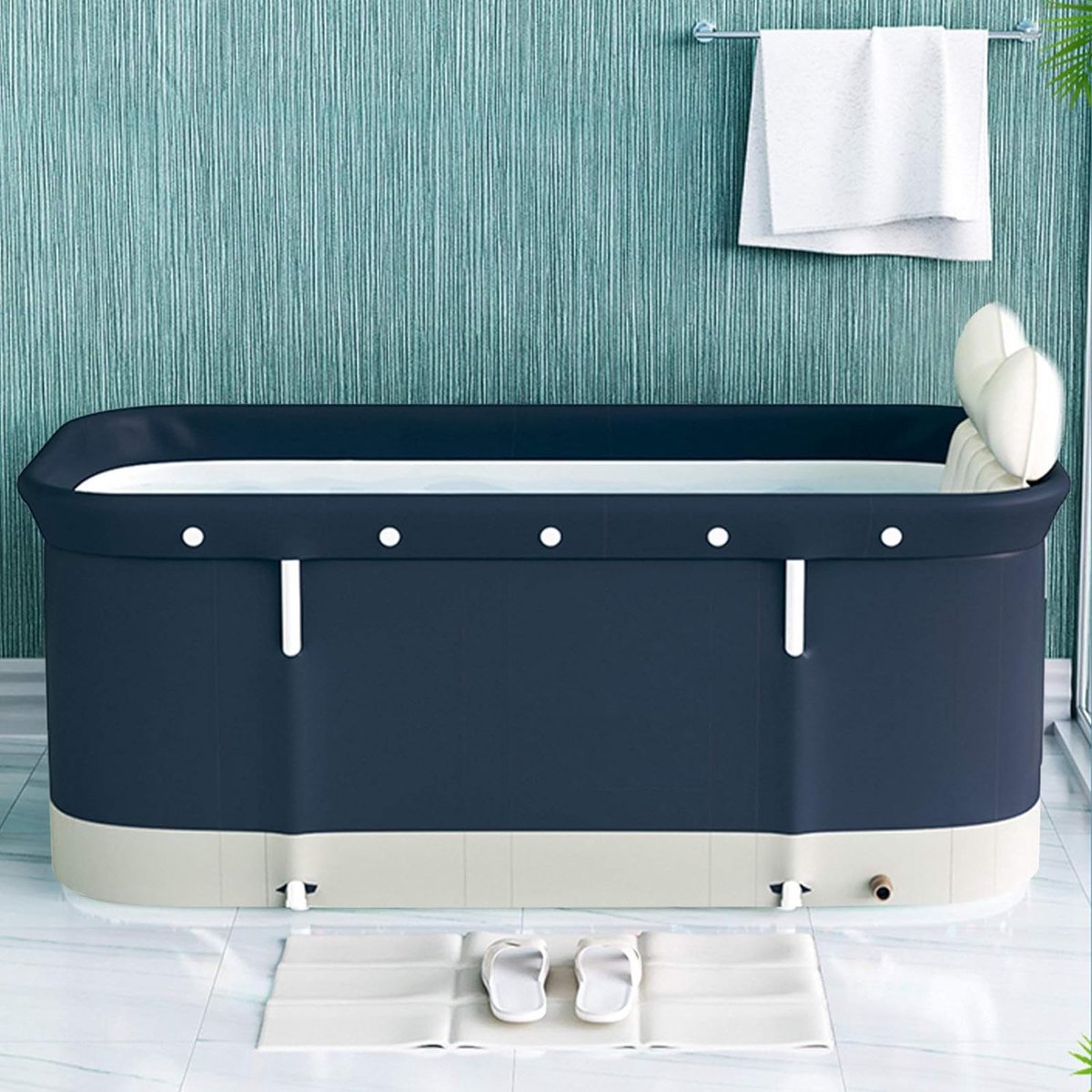 Inklapbaar Badkuip - Inklapbaar - Draagbaar - Verplaatsbaar - Kunststof - Mobiel - PVC-houder - voor kleine badkamers - Volwassenen - Kinderen - 120 x 55 x 50 cm