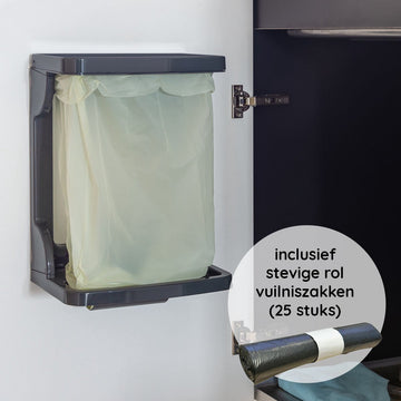 Eleganca Frame voor Afvalzak – Inbouw Afvalemmer – Wandprullenbak – Afvalzakhouder – 28 x 18 x 40 cm – Bevestiging aan Keukenkast Deurtje – Afvalbak Afvalscheiding – Antraciet