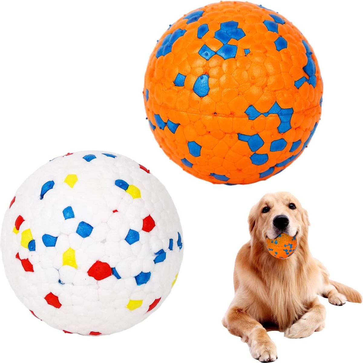 Hond Bal Hondenspeelgoed Bal Onverwoestbare Hondenspeelgoed Bal Interactieve Hondenballen Hondenwater speelgoed bal Rekbare hondenballen voor kleine, middelgrote en grote honden (7 cm) (Twee)
