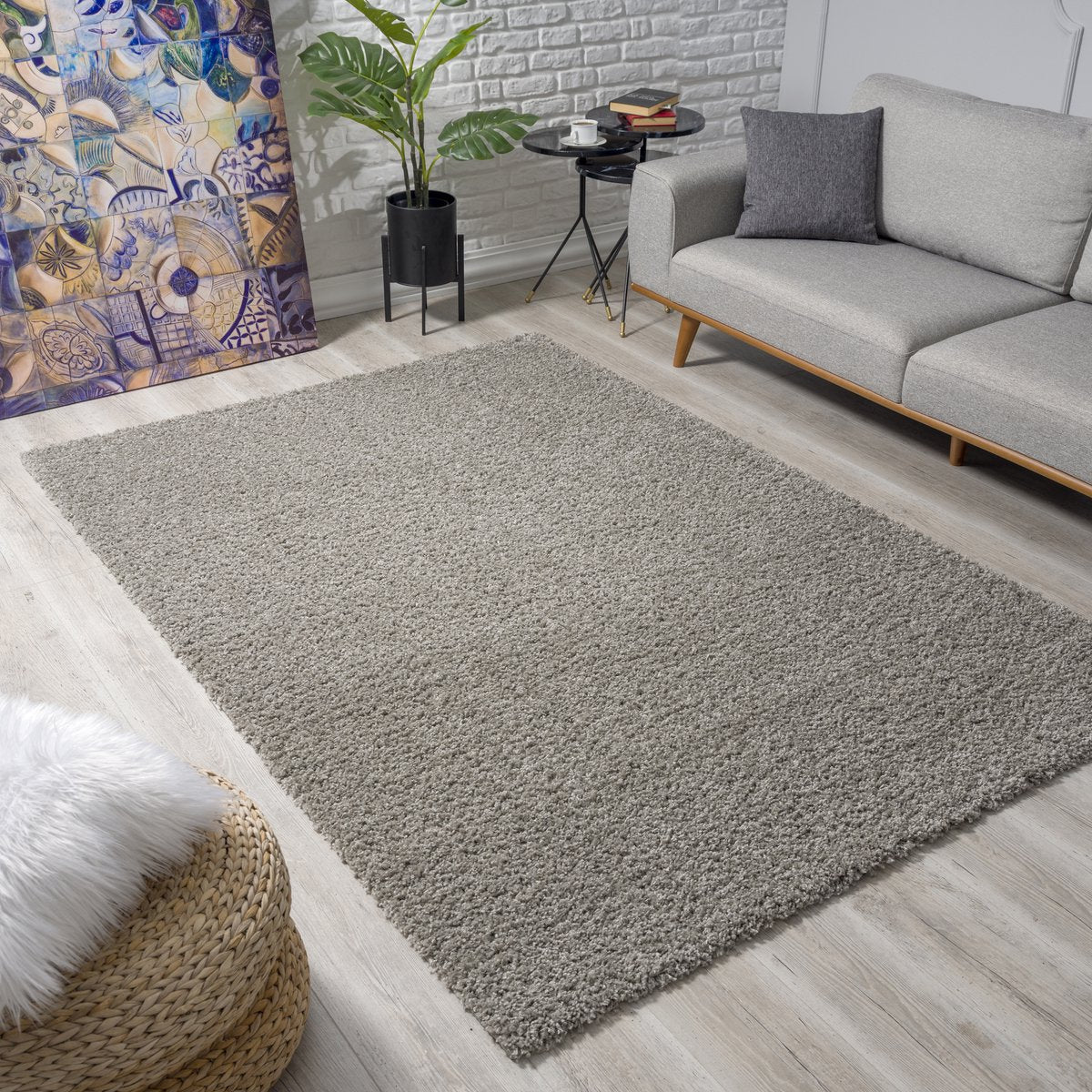 Loca Shaggy Vloerkleed Lichtgrijs - 160x230 CM - Vloerkleed Hoogpolig - Tapijt Woonkamer, Slaapkamer