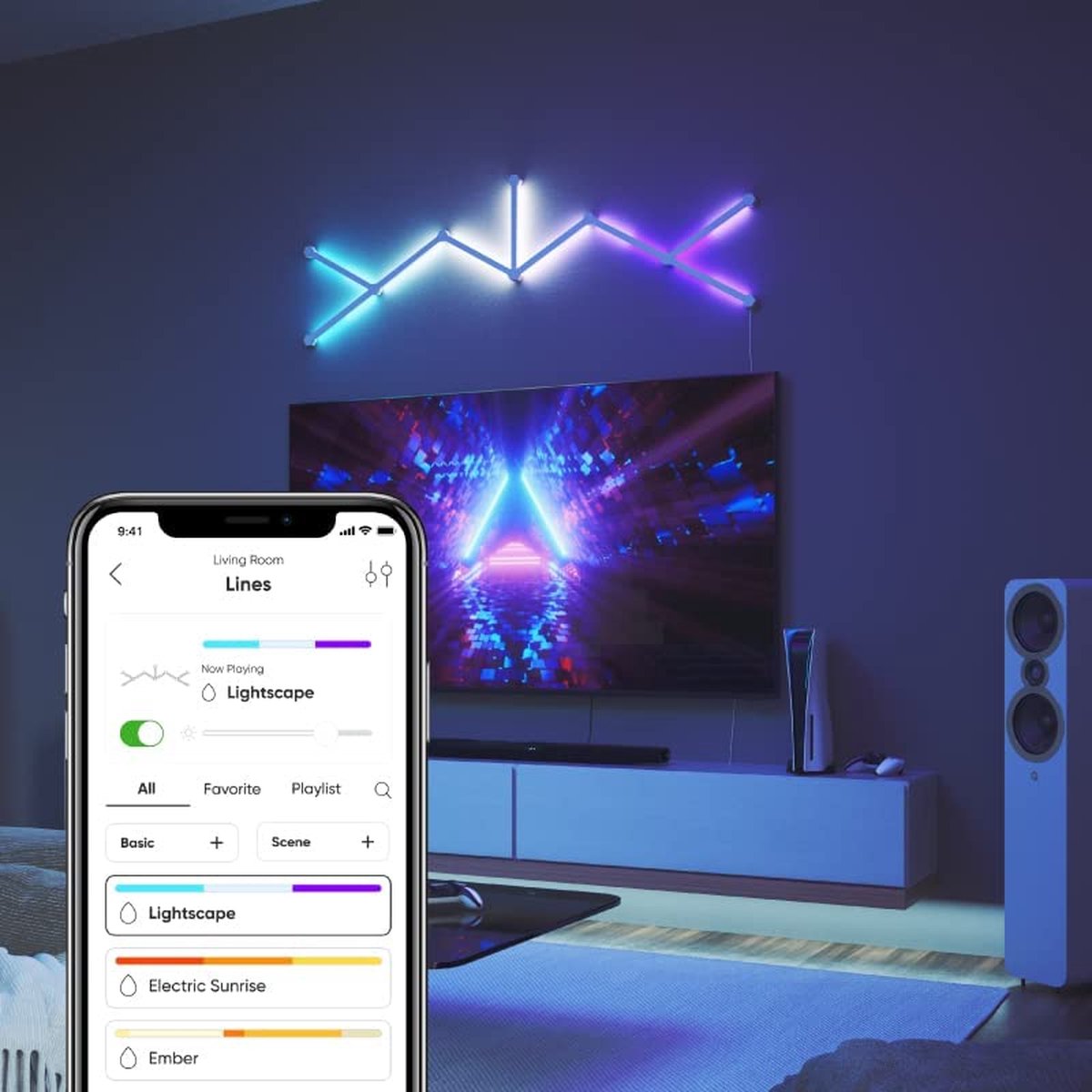 Jsk-P22 LED Smart Wandlamp Set - 9 Stuks - Wit - RGBIC Lichtbalk - 16 Miljoen Kleuren - DIY Sfeerverlichting Lamp - Incl 3 Modi Wifi, App, Bluetooth - Gaming Accesoires - Voor Woonkamer, Kinderkamer, Game Room Decoratie