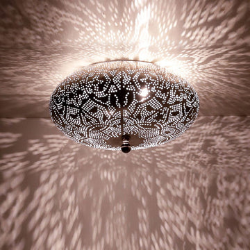 Oosterse plafondlamp | Filigrain | Zilver | Gaatjeslamp | Ø 25 cm