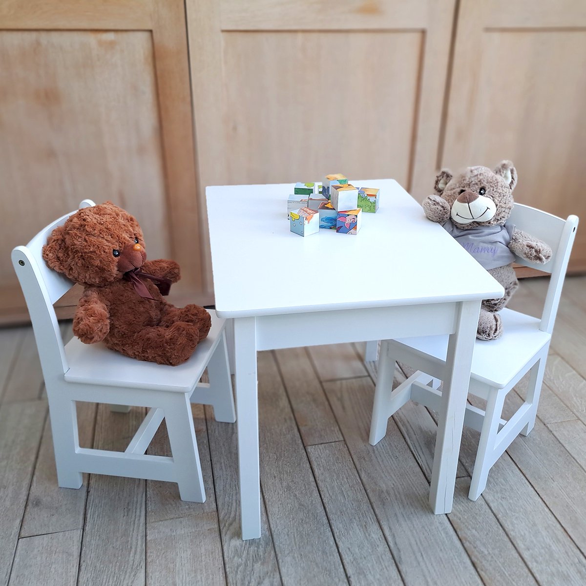kindertafel met stoelen wit - 2 stoeltjes - zitgroep - kindermeubel - speeltafel