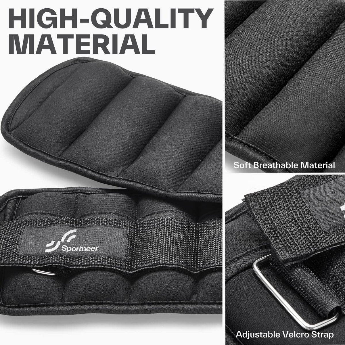 Verstelbare Enkelgewichten Set - Sportneer 022kg tot 09kg per enkel - 045-18kg per paar - Zwart