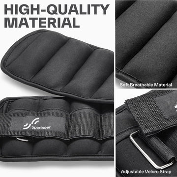 Verstelbare Enkelgewichten Set - Sportneer 022kg tot 09kg per enkel - 045-18kg per paar - Zwart