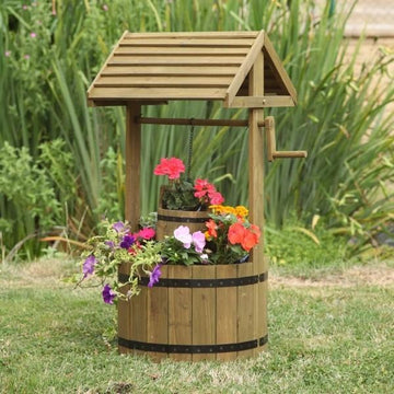 Wensput 'Wishing Well' houten bloembak