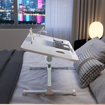 TDR-Inklapbaar en Verstelbaar Bedtafel-Laptoptafel-in hoogte verstelbaar minibureau-Schoottafel-Grijs