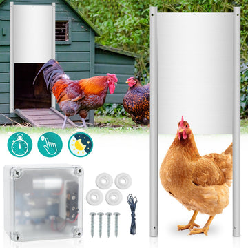 Kippenluik automatisch - Hokopener - Kippendeur - Kippenhok Deur met Controller - Kippendeur met Timer en Lichtsensor - Aluminium - 22 x 32 cm