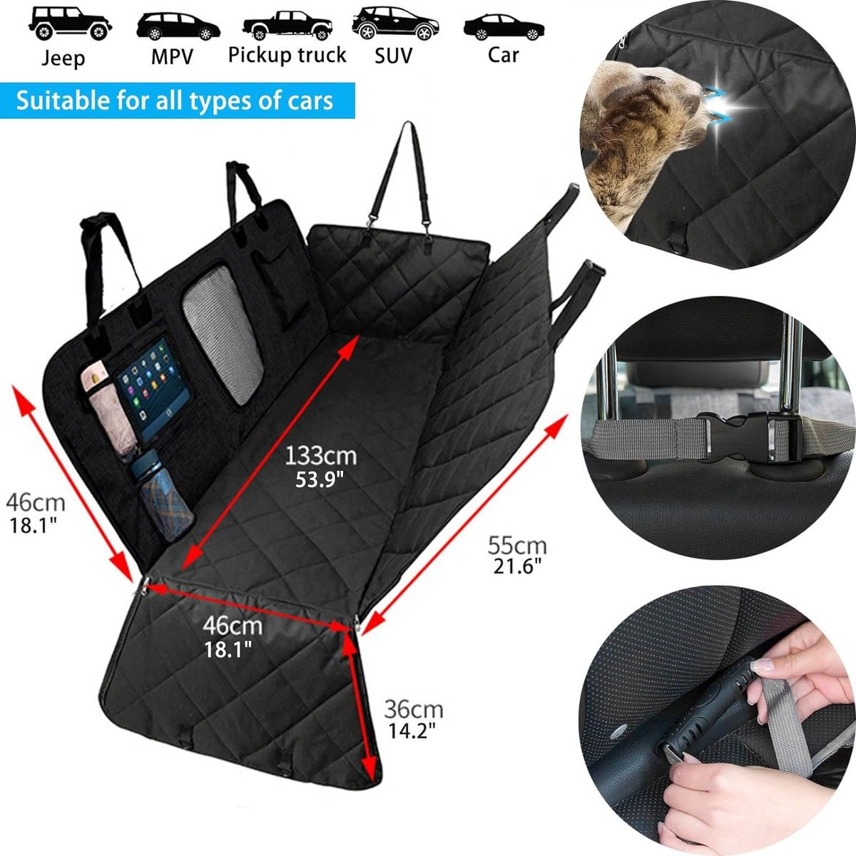 Hondenzitje auto -Hondenstoel Auto - Hondenzitje voor auto -Hondenzitje hoes -Hond stoelbeschermer - Honden autostoelhoes -Beschermhoes autostoel hond- Hondenzitje cover