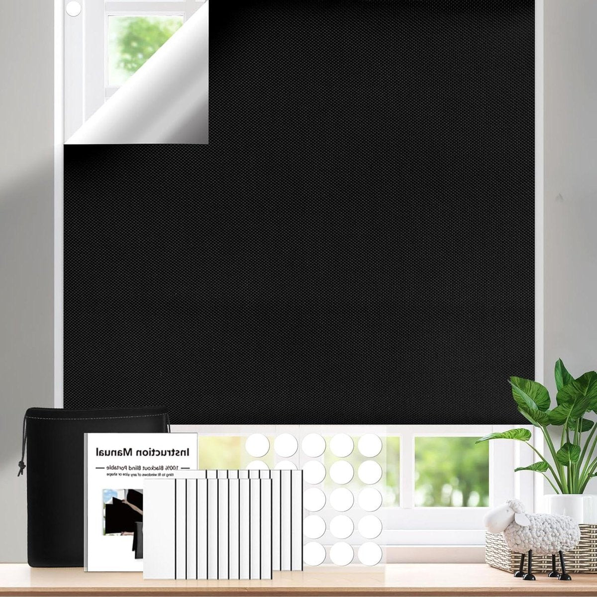 Draagbare verduisteringsgordijn 300x145cm - Op maat gesneden - Verduisteringsmateriaal - Stok op raam - Verduisteringsgordijnen voor slaapkamer - Kinderkamer - Loft - Reizen - Camper - Auto verduisteringsgordijn zuignappen