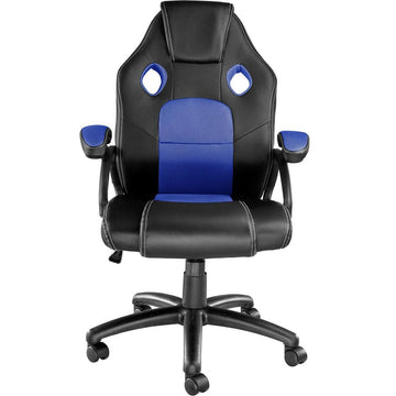 tectake® Racing Bureaustoel - Gamingstoel met Wipfunctie, Directiestoel, Draaistoel met Wielen - In Hoogte Verstelbare Ergonomische Bureaustoel - PC-Stoel - Zwart/Blauw