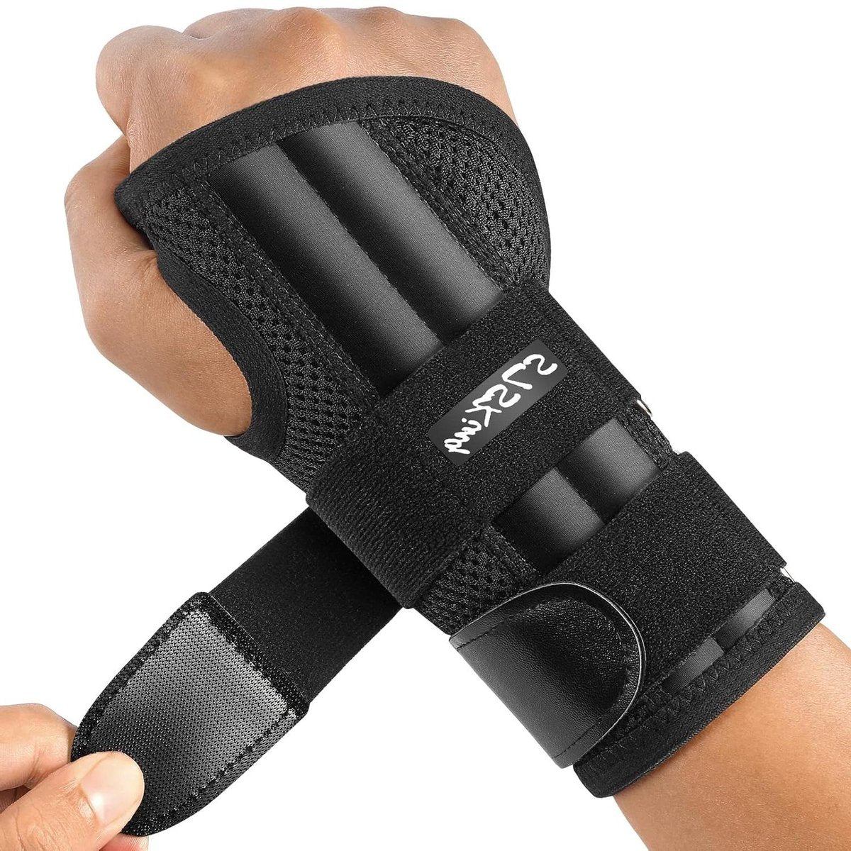 Polsbandage verstelbaar voor dag en nacht - polsbrace voor mannen en vrouwen met artrose, peesontsteking, verstuiking - maat S/M