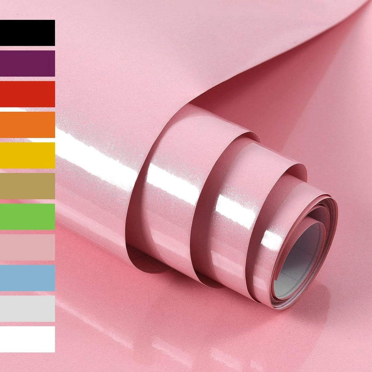 Roze glitter plakfolie 60 cm x 5 m - Meubelfolie hoogglans - Zelfklevende folie - Waterdicht vinyl - DHZ decoratieve folie