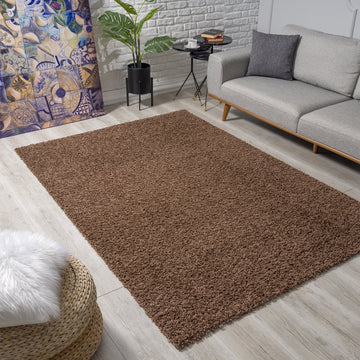 Loca Shaggy Vloerkleed Bruin - 120x170 CM - Vloerkleed Hoogpolig - Tapijt Woonkamer, Slaapkamer