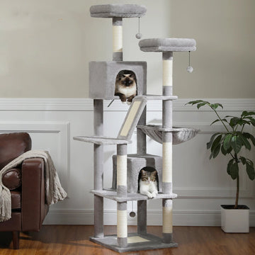 Luxe Krabpaal Voor Katten - Krabpaal Voor Grote Katten - Kattenspeeltjes - Katten - Luxe Multi-level Krabpaal - Donkergrijs - Hoogte 180 cm