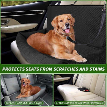 Autostoelbed voor grote en extra grote honden - huisdierverhoger achterbank - 47 inch x 50 cm - reisbed voor huisdieren - achterbankbeschermer met zak - SUV's - afneembaar en wasbaar hondenmand auto