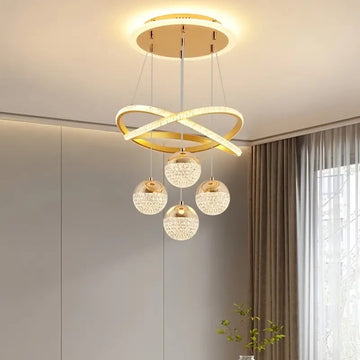 LuxiLamps - 4 Bollen Hanglamp - Kroonluchter Woonkamer - Goud - Moderne lamp - 40 cm - Hanglamp