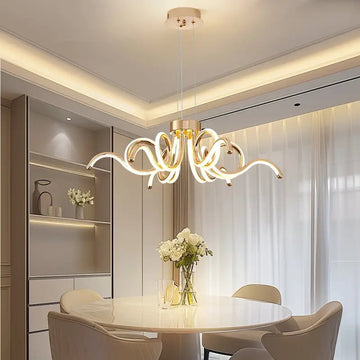 LuxiLamps - Spinnen Hanglamp - Goud - 60 cm - Kroonluchter - Licht In 3 Kleuren - Boven De Eettafel - LED Kroonluchter Verlichting - 50W