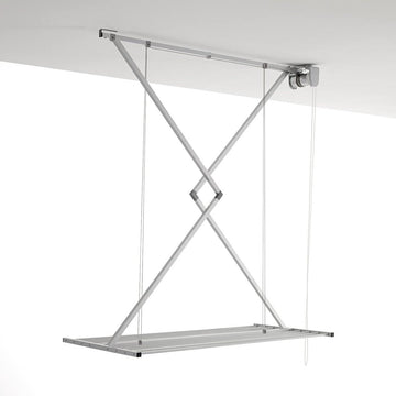 Ruimtebesparend inklapbaar droogrek voor bevestiging aan plafond - Grijs 150 - Mini wanddroogrek