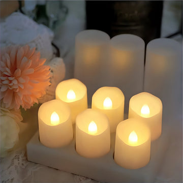 LED Tea Light - Oplaadbare kaarsen - Afstandbediening met timer- LED Kaarsen met bewegende vlam - Theelichten met oplaadstation
