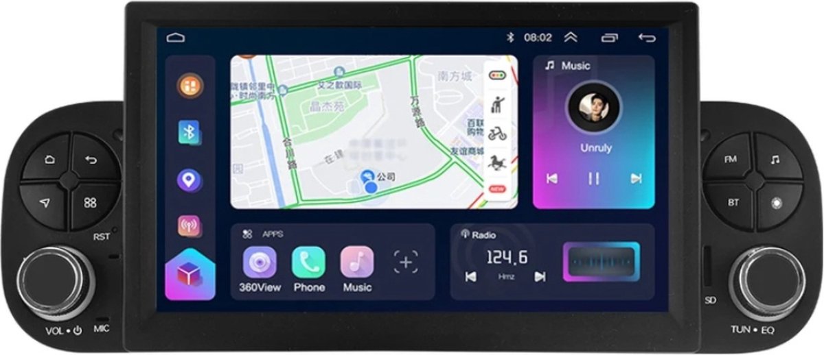 Fiat Panda 319 2012 - 2021 | Autoradio met Navigatie | 1GB & 16GB | Radio scherm | 2012 2013 2014 2015 2016 2017 2018 2019 2020 2021