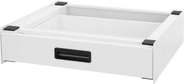 Tussenstuk Wasmachine Droger - Universeel - Stapelkit - Opbouwmeubel - Verhoger - Met Lade - Wit - 60,5x54x15