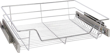 Eleganca draadmand met zijgeleider en Soft Closing - B51.5 x H14x D44.5 cm – Schuiflade keukenkast – Uitschuifbaar keukenrek – Inbouwlade – Maximale belastbaarheid 20kg – RVS – Zilver - 1 Stuk