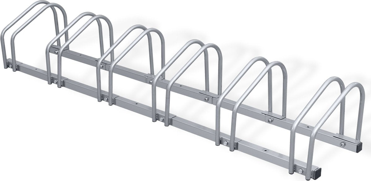 Fietsenrek voor 6 fietsen Voor vloer of wandmontage Zilver