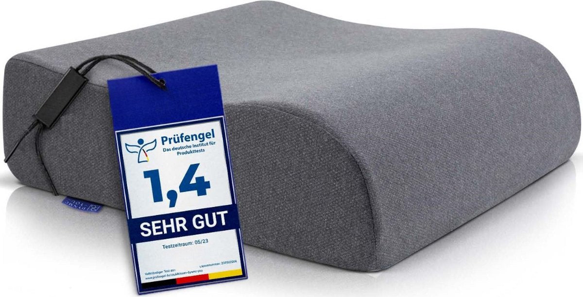 Comfortabele Stoelverhoger Volwassenen - OEKO-TEX hoes - Vormvast, 13 cm dik zitkussen - Bureaustoel kussen - Opstahulp - Premium Stoelkussen Verhoging - Grijs