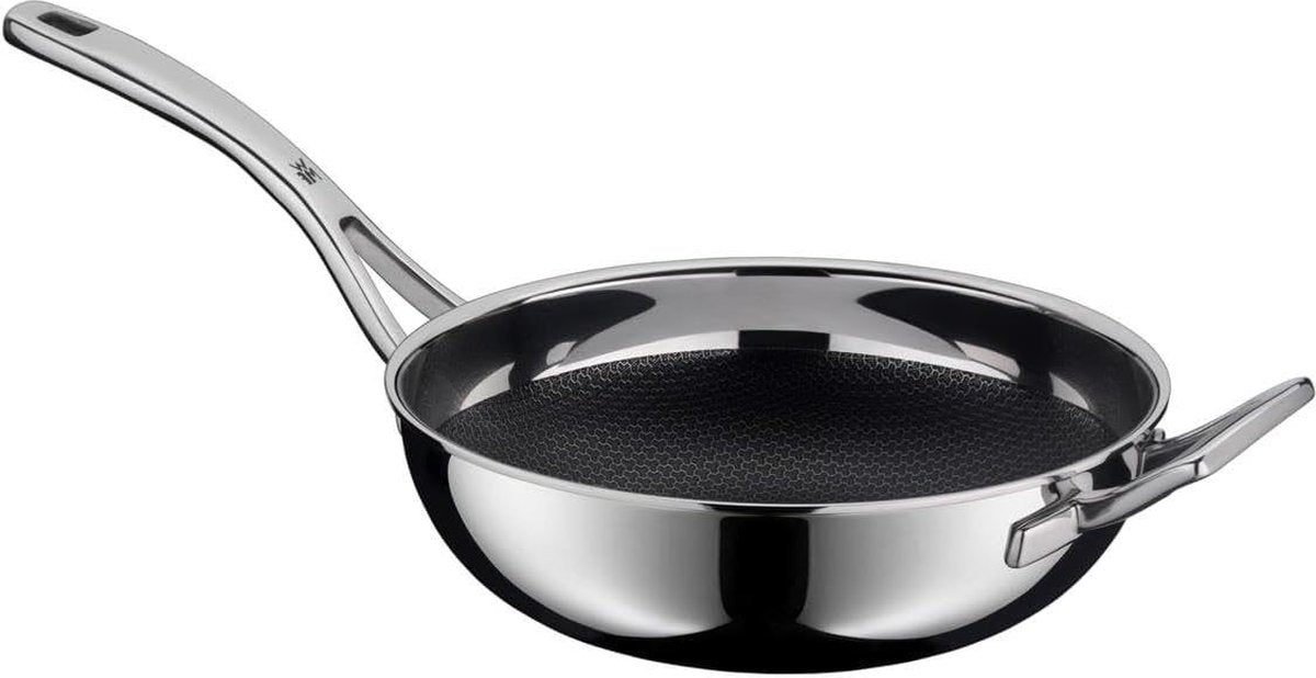 Wokpan inductie WMF Profi Resist 28cm RVS Honingraat Anti-Aanbaklaag Gelijkmatige warmteverspreiding alle Warmtebronnen incl. Inductie Wokpan inductie