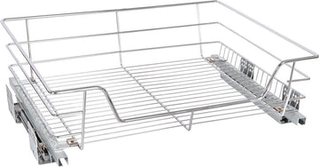 Eleganca draadmand met Ondergeleider en Soft Closing - Keukenkast schuiflade - B41.5 cm, H14 cm & D44.5 cm - Uitschuifbaar keukenrek - Geschikt voor kastjes met frontbreedte van 50 cm - Inbouwlade - Maximale draagkracht 20 kg- RVS - Zilver - 1 Stuk