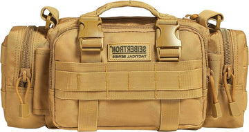 Sport Outdoor Travel Waist Pack - Tactical Assault Gear Sling Pack - MOLLE Modular Deployment Range Bag - Hiking Fanny Pack - Tactical Bag - Fishing Tackles Pack - Khaki Hiking Waist Bag