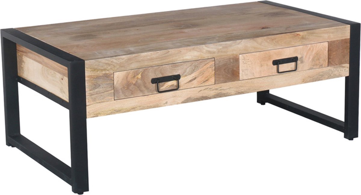 SALE! 1x Salontafel Mango - met lades - 120 x 60 cm - Stalen onderstel - Mango hout