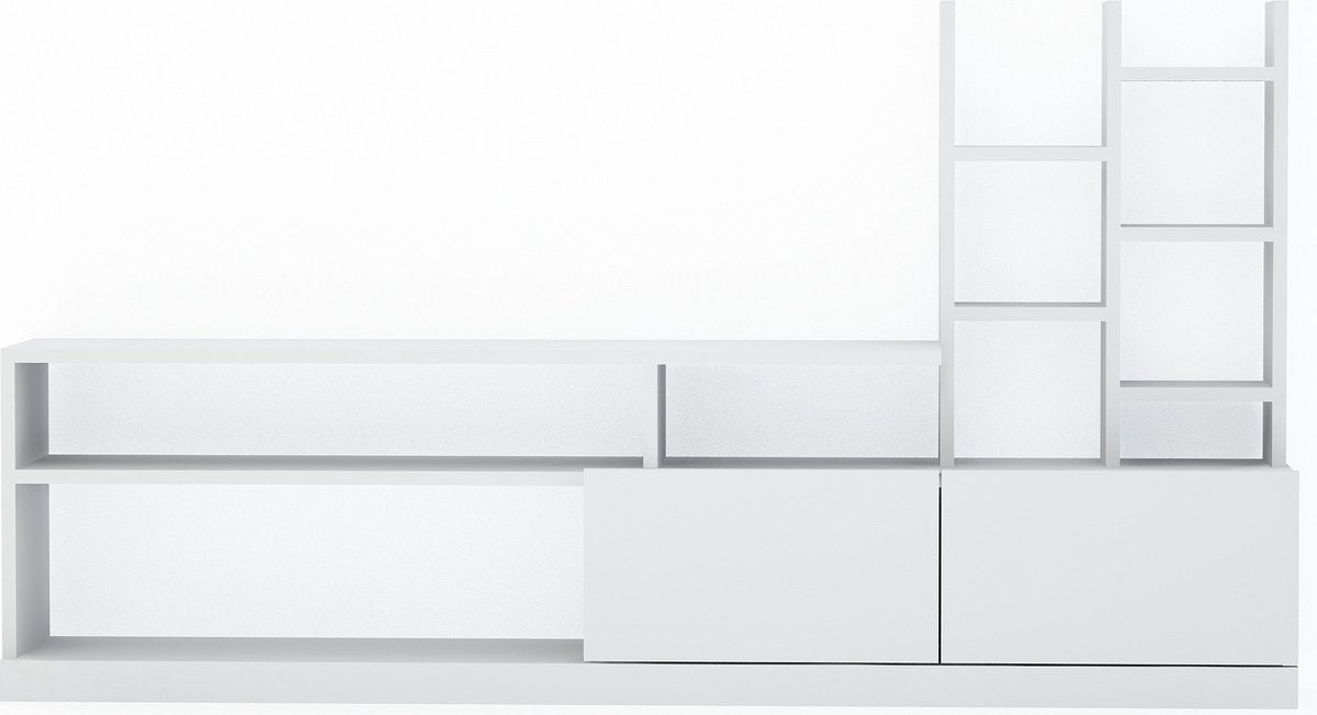 TV Meubel met Kast - Stijlvol Wit - Ruimtebesparend 164,4x91,3x25cm - Duurzaam Melamine