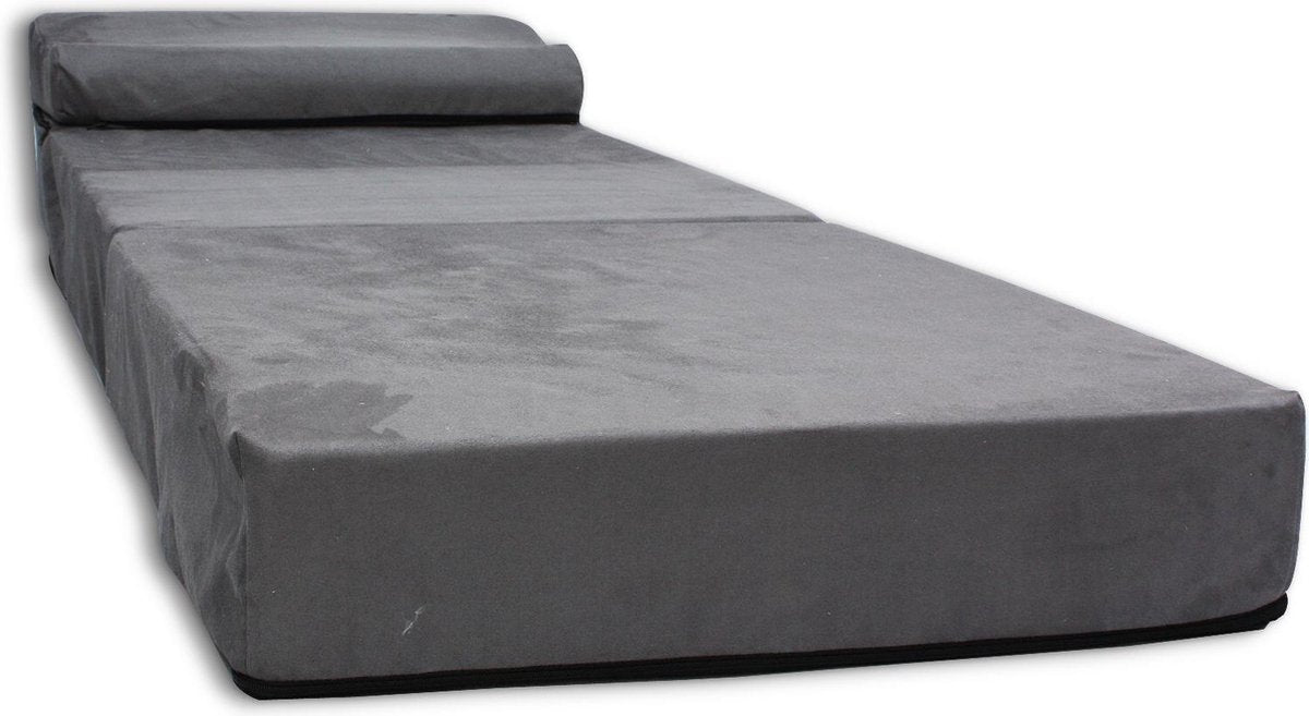 Logeermatras met kussen 70cm x 200cm x 15cm Opvouwbaar Grijs