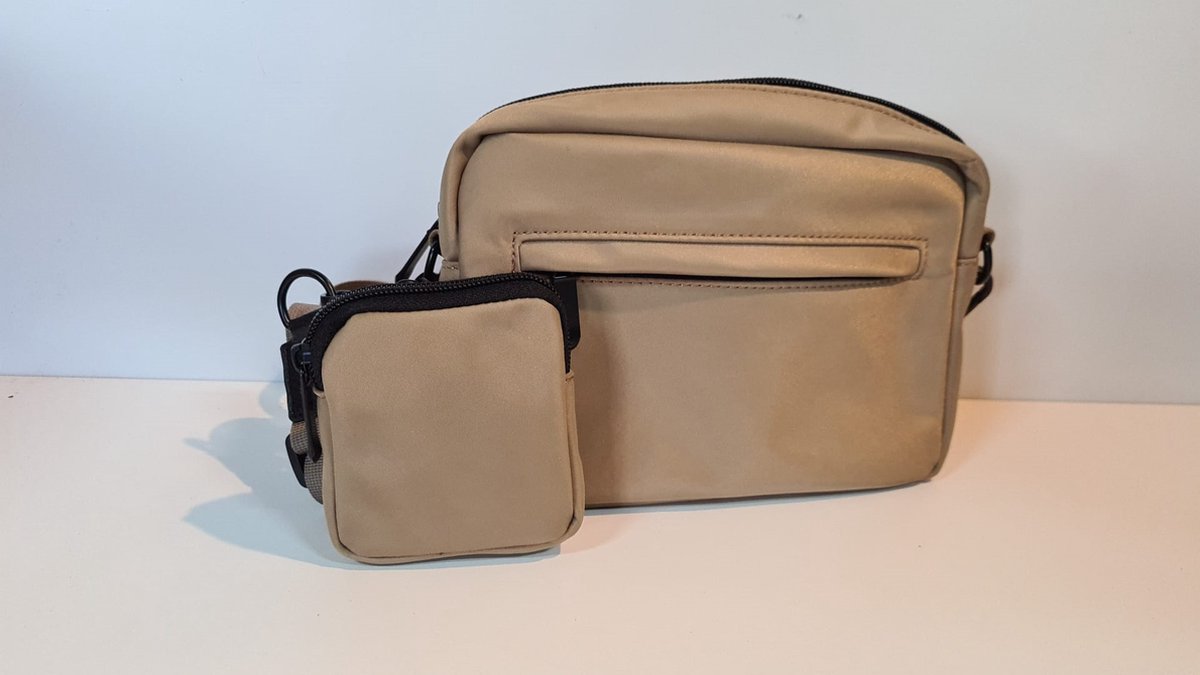 Beloningstas - Hond - Trainen - Trainingstas - Belonen - Handtas - Crossover tas - Honden sport - Wandelen - Hondensport - Taupe