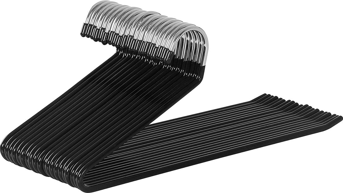 broekhanger van metaal, set van 20, kleerhanger, open ontwerp, anti-slip coating, ruimtebesparend, lengte 38 cm, zwart CRI008B01