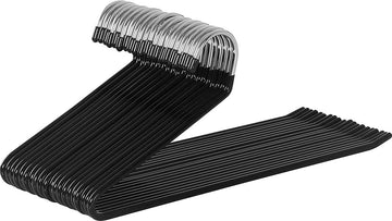 broekhanger van metaal, set van 20, kleerhanger, open ontwerp, anti-slip coating, ruimtebesparend, lengte 38 cm, zwart CRI008B01