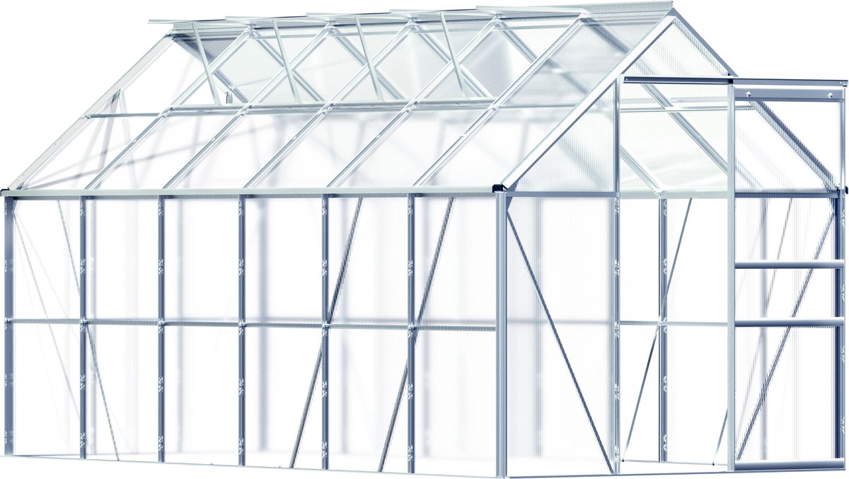 Tuinkas Aluminium - 7,2 m² 4 Dakramen Regengoot - 380x190cm