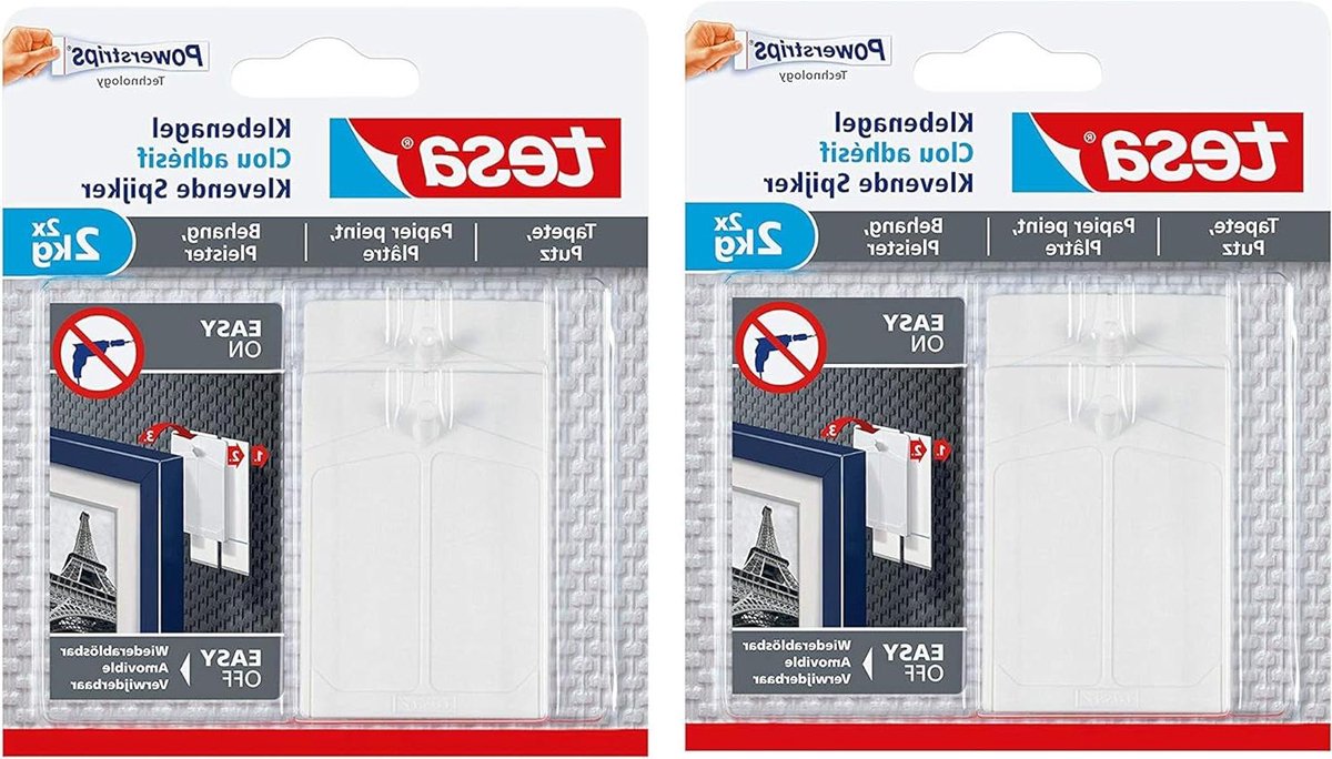 Plakspijker voor behang en pleisterwerk - Tesa 2 kg draagvermogen - 4 spijkers Plakspijker