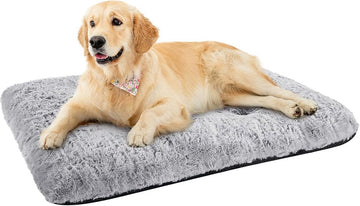 Comfortabel Hondenbed, 60 x 45 cm, Wasbaar Kattenbed, Fluffy, Hondenkussen, Hondenmat in Grijs met Antislip Onderkant